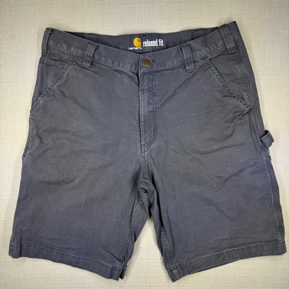 Carhartt Mens Rugged Flex Relaxed Fit Canvas Cargo Shorts Grey Utility Size 36